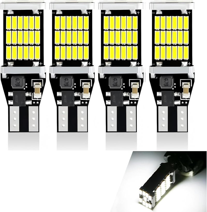 Anyhut 4 PCS 921 LED Reverse Lights, 6500K Super Bright T15 4014 45SMD Bulbs, CANBUS Error-Free 360° Lighting Brake Turn Signal Backup Lights, Universal Fit for Cars Trucks SUVs RVs (White) - Image 1